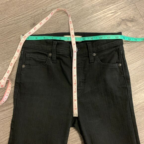 Madewell 9" Mid Rise Skinny Jeans Women 24 x 28 Tall ISKO Stay Black Raw Hem - Picture 7 of 12